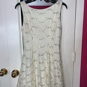 Ivory Sequin / Lace Prom Dress